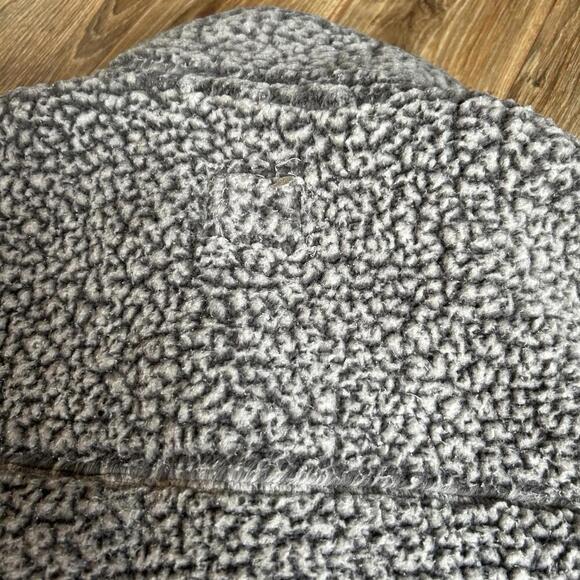 Abercrombie & Fitch Gray Soft Sherpa Vegan Leather Trim Quarter Zip Women’s L - Picture 9 of 9